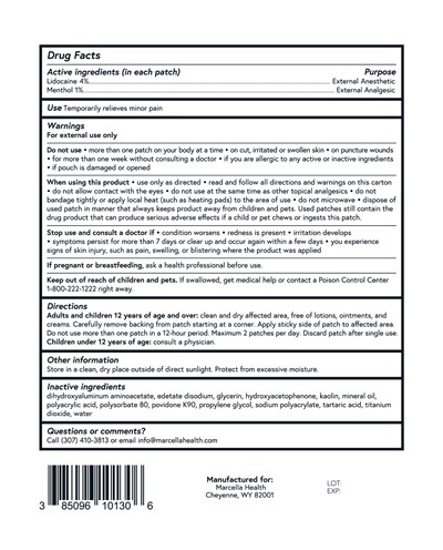 Back (Lidocaine Menthol Patch Carton Back 091025)